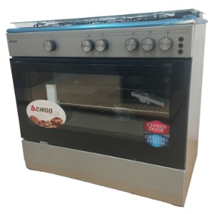 Chigo F9502-ILGT-IS 5 Burner 90x60 Stove with Oven and Grill - Silver