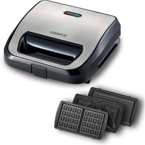 Kenwood SMM02 3-in-1 Waffle and Grill Sandwich Maker with 3 Sets Non Stick Multifunctional Plates