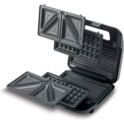 Kenwood SMM02 3-in-1 Waffle and Grill Sandwich Maker with 3 Sets Non Stick Multifunctional Plates