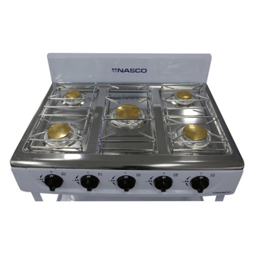 Nasco NASGS-K5CSS-S 5 Burner Gas Stove with Shelves