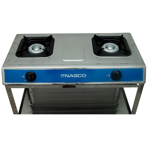 Nasco NASGS-K212FS 2 Burner Gas Stove with Shelves(Silver)